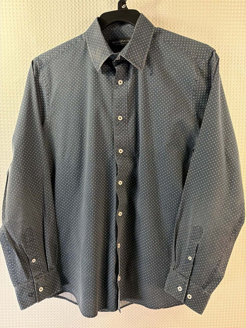 Nick Graham Everywhere Long Sleeve Polka Dot Button-Down Shirt M